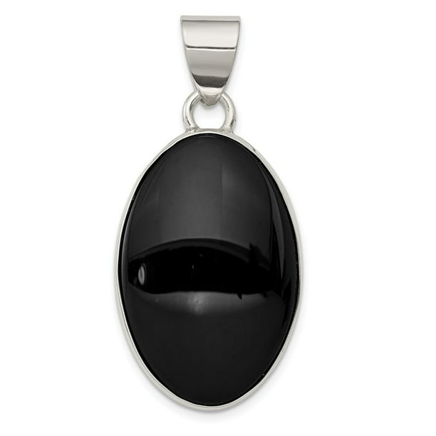 925 Sterling Silver Polished Oval Onyx Charm Pendant 42mm x 20mm 925 Sterling Silver Polished Oval Onyx Charm Pendant 42mm x 20mm